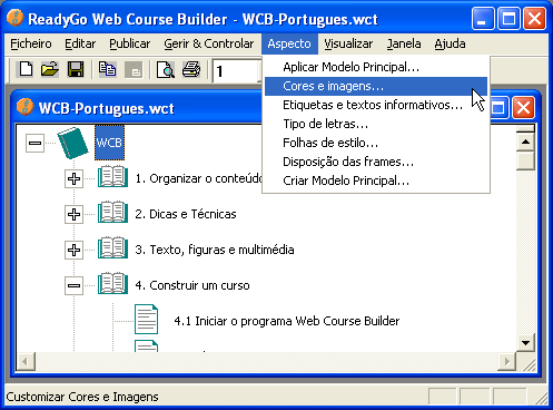 Customizar imagens de apresentação do curso. 