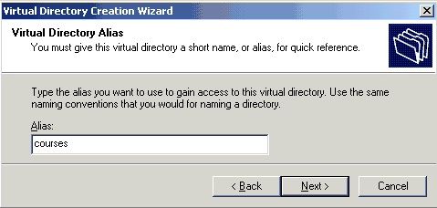 Select 'courses' as the alias name Select 'courses' as the alias name