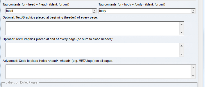 Header sample using Optional HTML field 