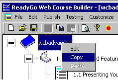 Right click the blue book icon to copy course 